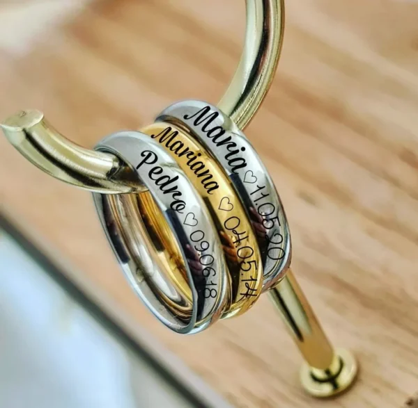 Conjunto de 3 Anéis Personalizados