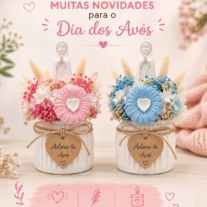 Vaso de Gesso Perfumado e Flores Secas e Preservadas